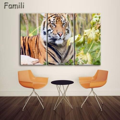 3 Panel Modern Printed Tiger Canvas Painting Cuadros Picture Animal Landscape Oil Paintings Leopard and deer For Living Room