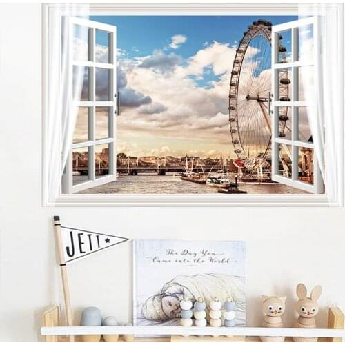 56*83cm Scenery 3D False Window Wall Sticker Modern Home Decoration Wallpaper Creative Adhesive Poster
