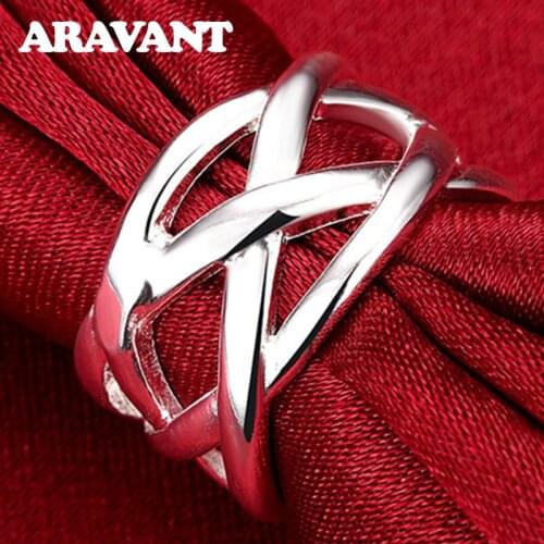 925 Silver Weave Ring For Women Wedding Finger Rings Silver Jewelry