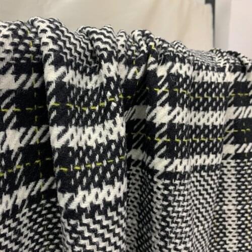 White waxberry 150cm 570g/m Black and white large plaid knitted woolen fabrics clothes Garment sewing materials Free shipping