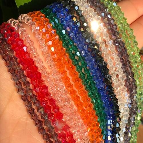 4mm AB Shiny Bicone Austria Crystal Beads Charm Glass Beads Loose Spacer Beads for Bracelet DIY Jewelry Making Accessories