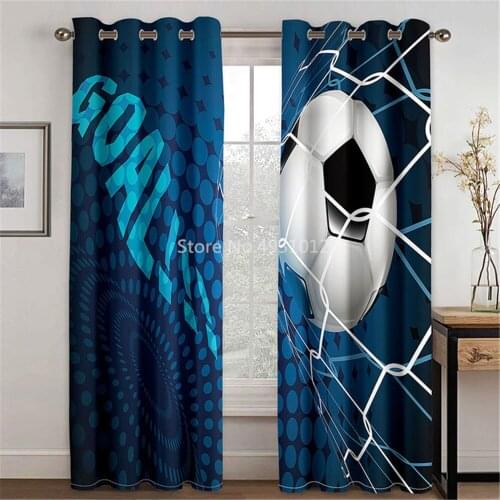 Football Letter Printing Curtain Living Room Bedroom Curtain Home Decoration Curtain Boys Necessary Waterproof Material Curtain