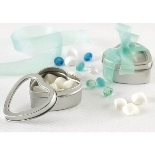 Jewelry Case Heart Shaped Storage Box Candy Box Tinplate Box Clear Window Gift Boxes Metal