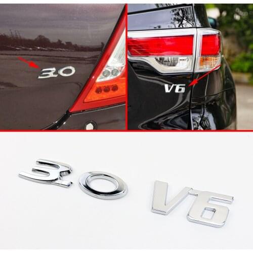 Chrome Auto 3D Decal Sticker 3.0+V6 Badge Emblem Logo Tail Gate Decorate Car Body Engine Trim Accessories Universal