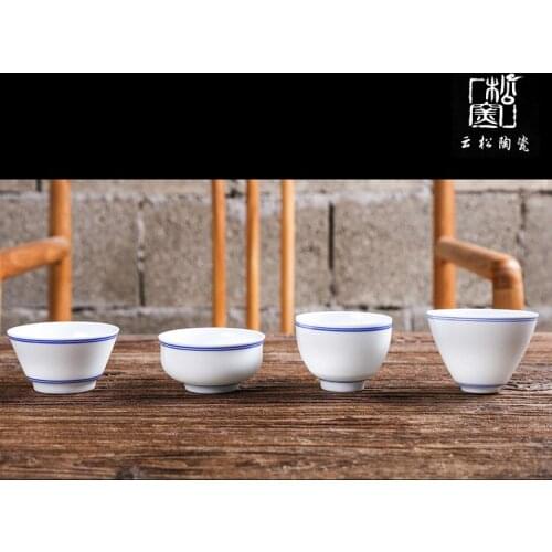 Dehua Ceramic Tea Utensil Hand-Painted Ceramic Whiteware Teacup New Creative Drawing Line Single Cup Master Cup Ceramic Teacups