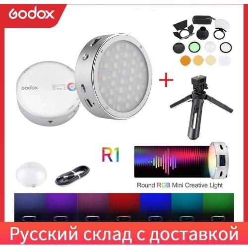 In Stock Godox R1 RGB Ring Light Mini Creative Light Built in Magent Led for Viedo Smartphone Photo Camera Photography Lighting