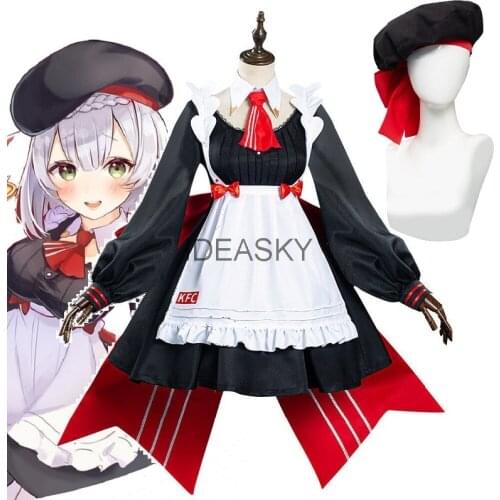 Halloween Women adult Anime Game Genshin Impact Noelle KFC Linkage Clerk Uniform Lovely Maid Dress Outfit Cosplay Costume