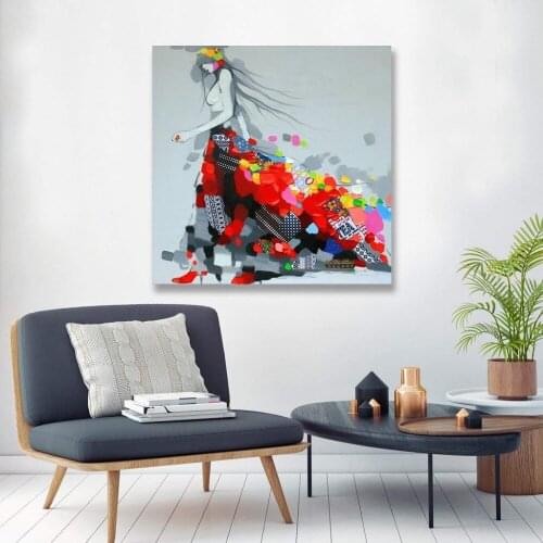 Colorful Dressing Girls Oil Painting Canvas Wall Art Painted on Canvas Art for Living Room Wall Decor Painting Drop shipping