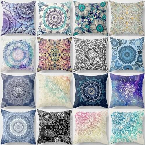 Many beauty mandala pattern pillow cases short velvet high quality square thick pillow case covers 45cmby45cm