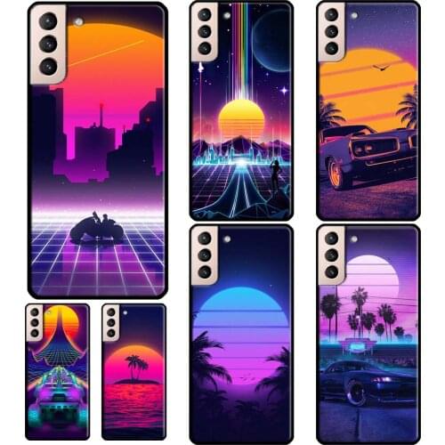 Synthwave 80s Retro Neon vaporwave Soft Case For Samsung Galaxy S21 Ultra S20 FE S8 S9 S10 Note 10 Plus Note 20 Ultra Coque