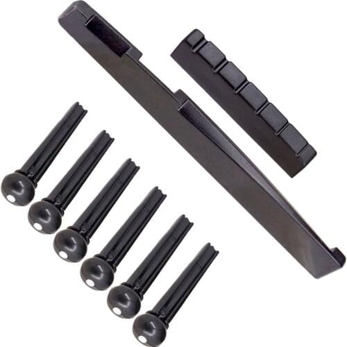 8 Pack Left Handed Acoustic Guitar Accessories Bridge Pins Saddle Nut Set