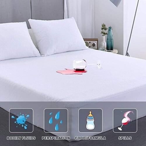 Mattress Protector Waterproof Twin Size Mattress Cover Washable Noiseless Terry Vinyl-Free Bed Linen Queen for Pets Kids Adults