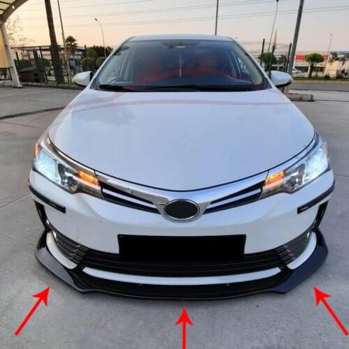 Toyota Corolla Front Bumper Attachment 2019 2020 2021 Gloss Black 3 Pcs