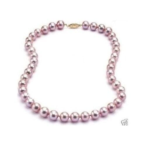 Free shipping NATURAL 18"8-9MM AAA ROUND SOUTH SEA GENUINE PINK LAVENDER PEARL NECKLACE See original listing