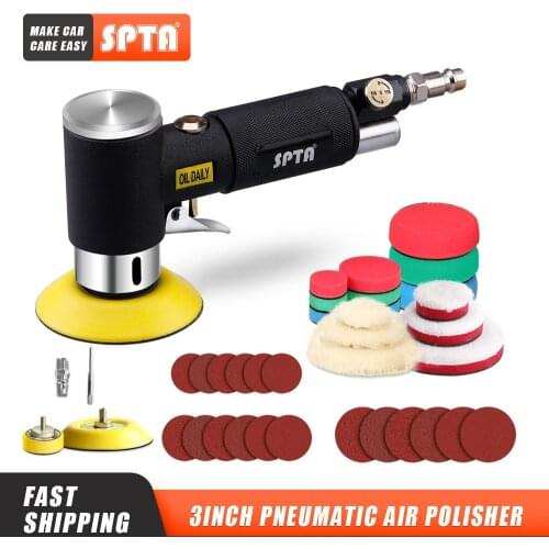 SPTA 1"/2"/3" Random Orbit Air Sander Mini Pneumatic Grinding Machine for Car Polishing High Speed Air Powered Sanding Polisher