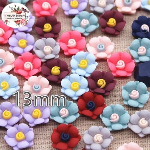 Resin vintage Mixed Color flower flatback cabochon DIY jewelry/phone decoration No Hole 50pcs 13mm