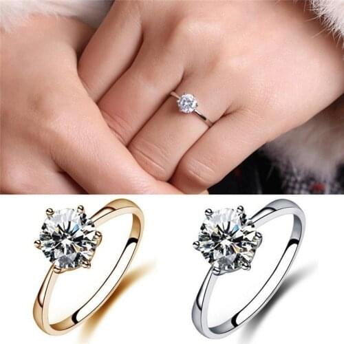 Luxury Female Small Lab Ring Engagement Ring Solitaire Wedding Rings For Women