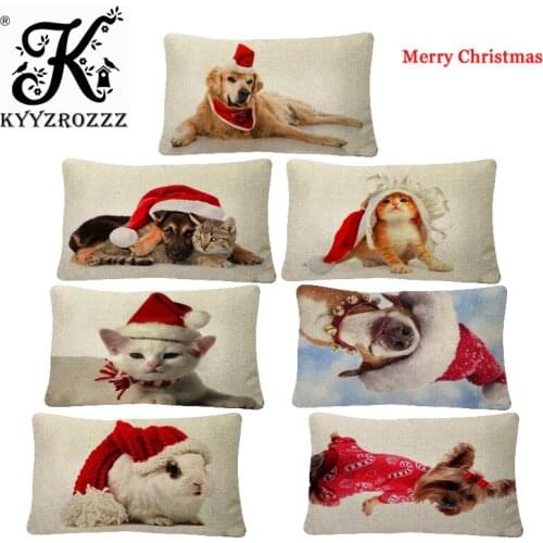 30*50cm Christmas Cushion Cover Cute Bunny Dog Cat Pillow Cover Home Bedroom Sofa Decorative Linen Waist Pillows Holiday Gift