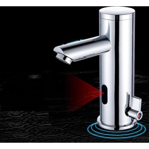 Sensor Faucet Automatic Inflrared Sensor Hand Touch Tap Hot Cold Mixer Chrome Polished Sink Mixer Tap Bathroom Basin faucet