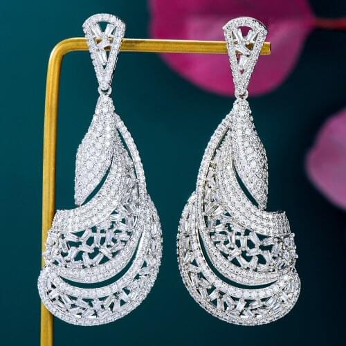 GODKI 70MM Big Size Leaves Feather Earrings For Women Wedding Party Dubai Bridal Jewelry boucle d'oreille femme Gift Jewelry