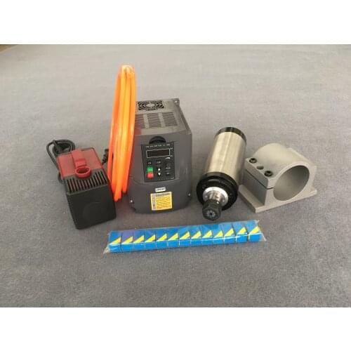 1.5kw/2.2kw Water Cooled Spindle + 110V/220V Inverter + 60/80mm Clamp + Water Pump/5m pipe +13pcs ER11/ER20 for Cnc Wood Router