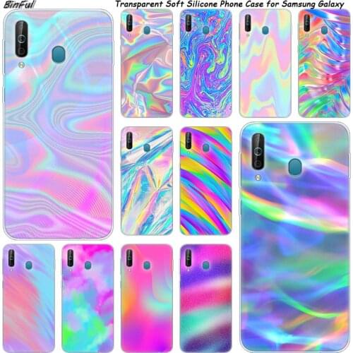 Colorful rainbow Silicone Phone Case For Samsung Galaxy A80 A70 A60 A50 A40 A40S A30 A20E A2CORE M40 Note 10 Plus 9 8 5 Fashion