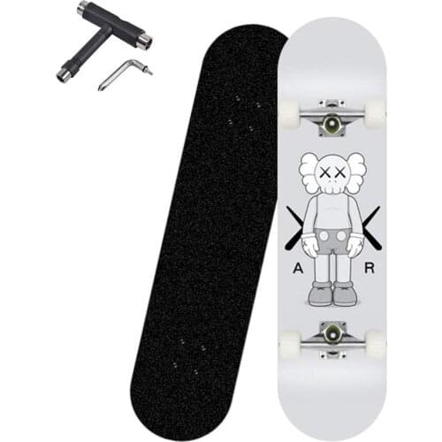 Skateboard 80cm Pop Complete Skateboard 7-Layer Maple Wood Skateboard Teenage Adult Beginner Kids Girls Boys Pattern Skateboard
