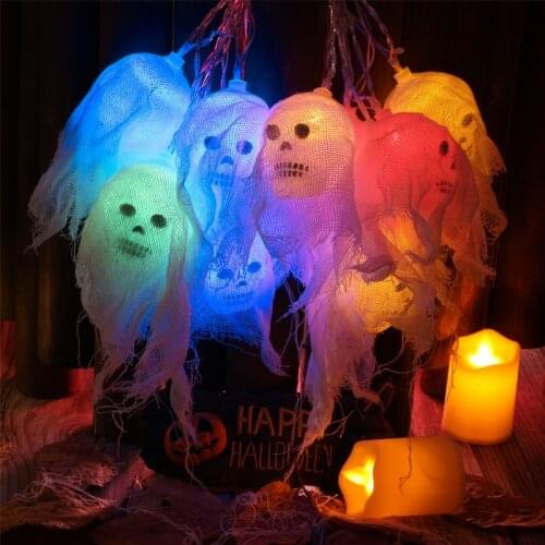 2.5m Led Halloween Ghost Skeletons Bat Spider Led Light String Festival Bar Home Party Decor Halloween Ornament
