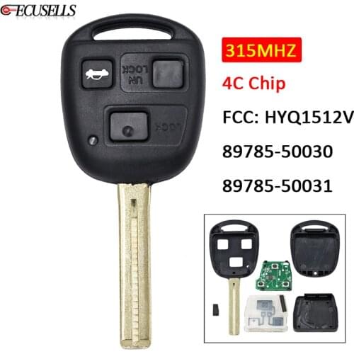 3 Button Remote Smart Car Key 315MHZ 4C Chip for Lexus GS300 GS400 GS430 ES300 IS300 LS400 FCC ID: HYQ1512V TOY48 Uncut Blade