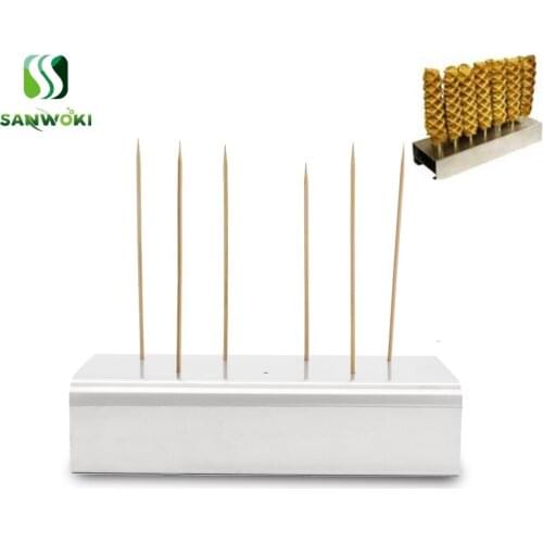 7-Holes Stainless Steel Stick Hot Dog Display Stands Lolly Waffle Holder Long Stick Table Stand