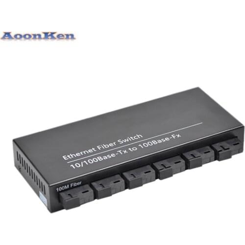 Fiber Optical Transceiver 10/100M Ethernet Fiber Switch 2 RJ45 6 Fiber Ports Fiber Optical Media Converter Single Mode