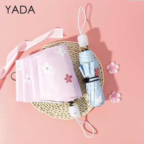 YADA 2021 INS Small Flower Pattern Folding Automatic Umbrella For Child Women Girl Anti-UV Lovely Rainy Plant Umbrella YD200345