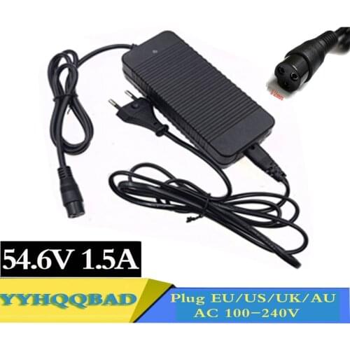 54.6V 1.5A Charger 54.6v 1.5A electric bike lithium battery charger for 48V lithium battery pack 3-Prong Inline Connector