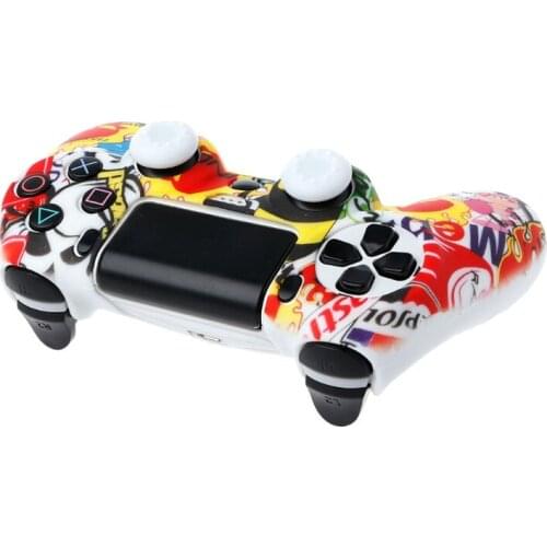 Gamepad Protection Soft Camouflage Guards Grip Cover + 2 Cap For PS4 Controller