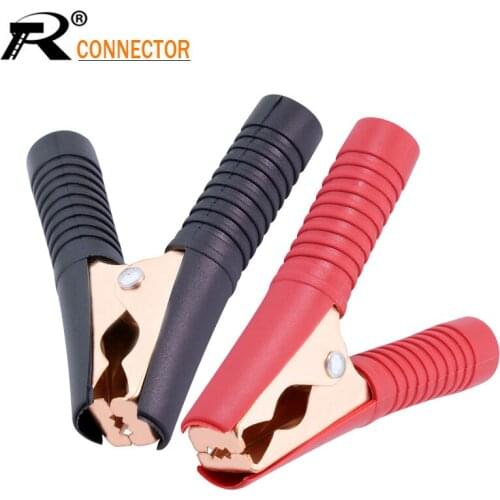 2pcs 100A Car Alligator Clips Battery Clamps Crocodile Clip Red Black Positive Negative 90mm length