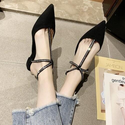 Rhinestone women shoes Sandals female fairy wind 2020 summer new pointed single shoes Korean flat shoes women