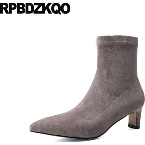 Retro Vintage Platform Shoes Round Toe Short Black 2021 Gothic Boots Punk Booties High Heel Chunky Women Chelsea Autumn Slip On