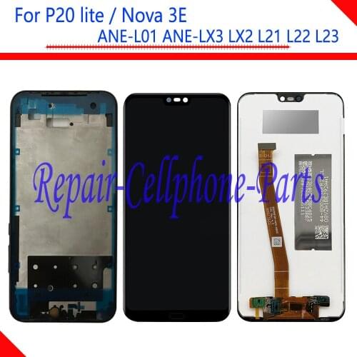 LCD DIsplay Touch Screen Digitizer Assembly + Frame Cover For Huawei Nova 3e / P20 lite ANE-L01 ANE-LX3 / LX2 / L21 / L22 / L23
