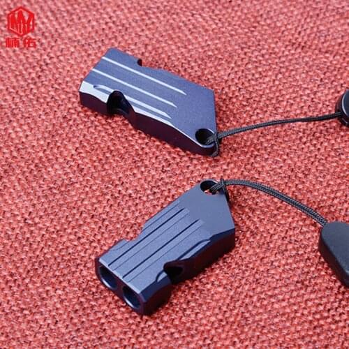 1PCS Aluminum Alloy Outdoor Tweeter Dual Frequency Survival Tool Boutique Lightweight Lanyard Whistle Emergency Rescue Whistle