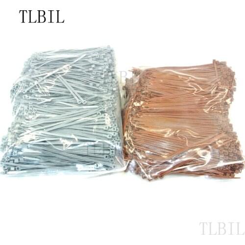 1000Pcs/lot 3 X 100mm Brown Gray Cable Wire Zip Ties Self Locking Nylon Cable Tie