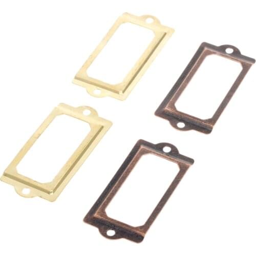 12pcs Large drawer label cards 70x33mm Metal Tag File Name Iron Card Holder Red Antique Brass/Golden