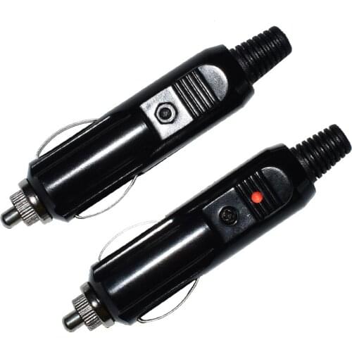 15A Male Car Cigarette Lighter/Aux Socket Plug Connector 12V/24V With Fuse Diode Indicator (15A / 2 Pack)