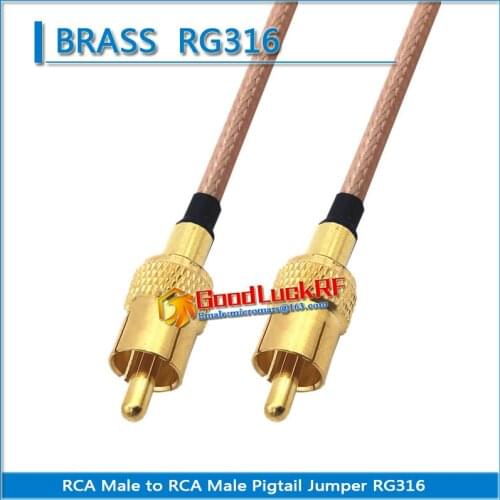 1X Pcs Dual RCA Male To RCA Male Pigtail Jumper Surveillance Video RG316 copper RCA to AV video recorder Extend cable