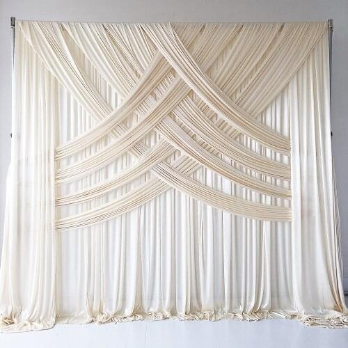 2020 December New Arrival 3m H x3m W 1 Piece Hot Sale Cream Cross Drapes Ice Silk Curtain Wedding Backdrop