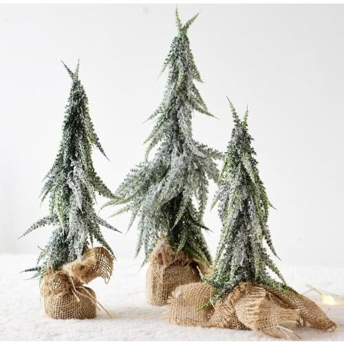 60cmpe flocking mini Christmas tree home small desktop ornaments falling snow cedar decoration naked tree