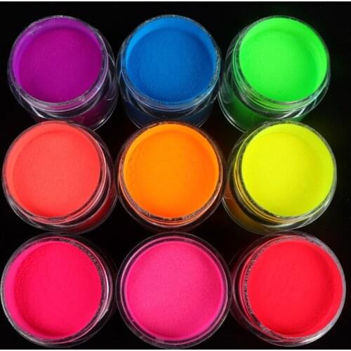 9Color Nail Acrylic Powder Set Nail Extension Carving 3D Neon Pigment Crystal Polymer Gel Polish Professionals For Nail Supplies
