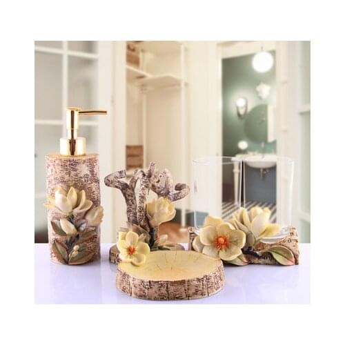 Bathroom Accessories Five-piece Set Glass Mouth Cup Resin Tothbrush Holder Couple Wash Kit Bathroom Supplies