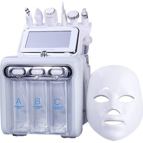 New Arrival! Multifunction skin care device 7 in 1 anti aging small bubble H2O2 hydrogen oxygen jet beauty machine with Led Mask