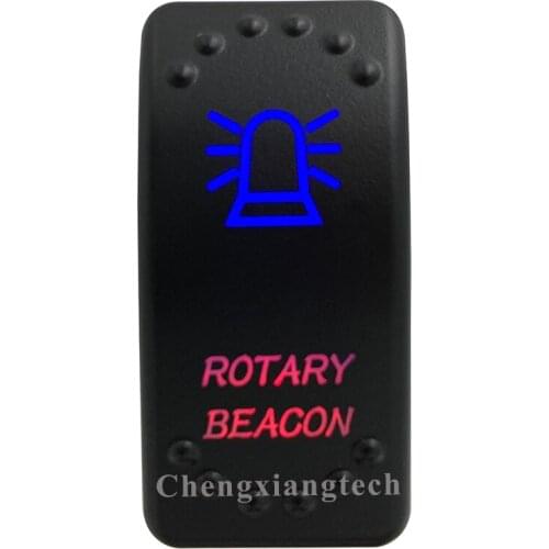 Car Boat Truck Rv Bus - On Off - Up Blue & Down Red Led - Rocker Switch - ROTARY BEACON - 5 Pins - SPST - Waterproof