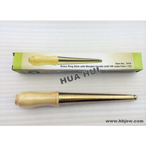 Free shipping Brass Ring Stick Ring sizer with Wooden Handle (with HK sizer from 1-33)